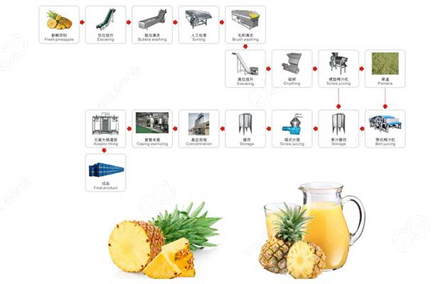 Automatic Fresh Pineapple Juice Production Line 650L/h