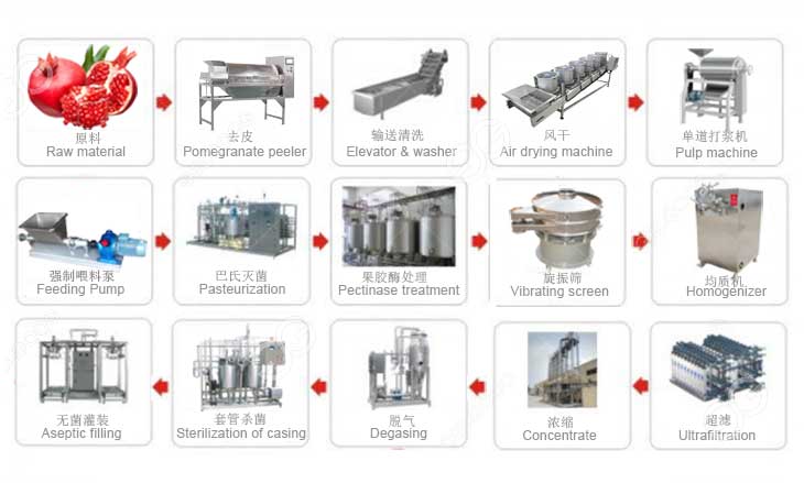 pomegranate juice processing flow chart