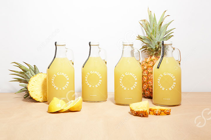 filled pineapple juice in bottles